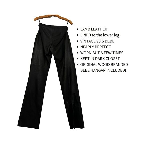 Bebe Vintage 100% Genuine Authentic Black Soft Leather Biker Pants Women Size 0 - Picture 4 of 5